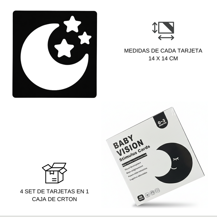 Tarjetas Estimulación Visual Bebes 0-36 Meses- Niños 4Cajas Cartón