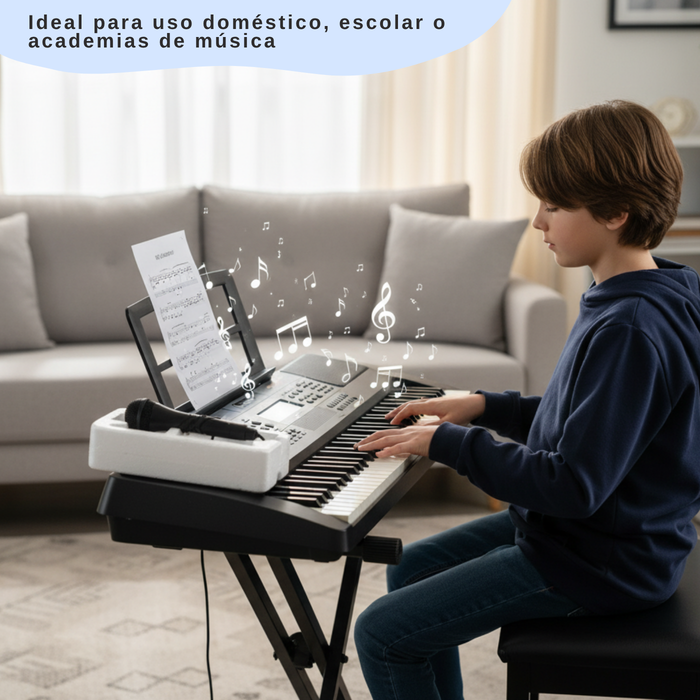 Teclado 61 Teclas Negro Pantalla Led Y Grabador 100 Timbres
