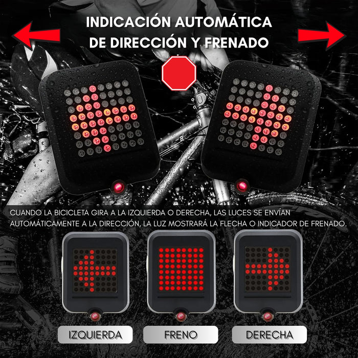 Luz De Bicicleta Led Trasera Inteligente Control Direccional