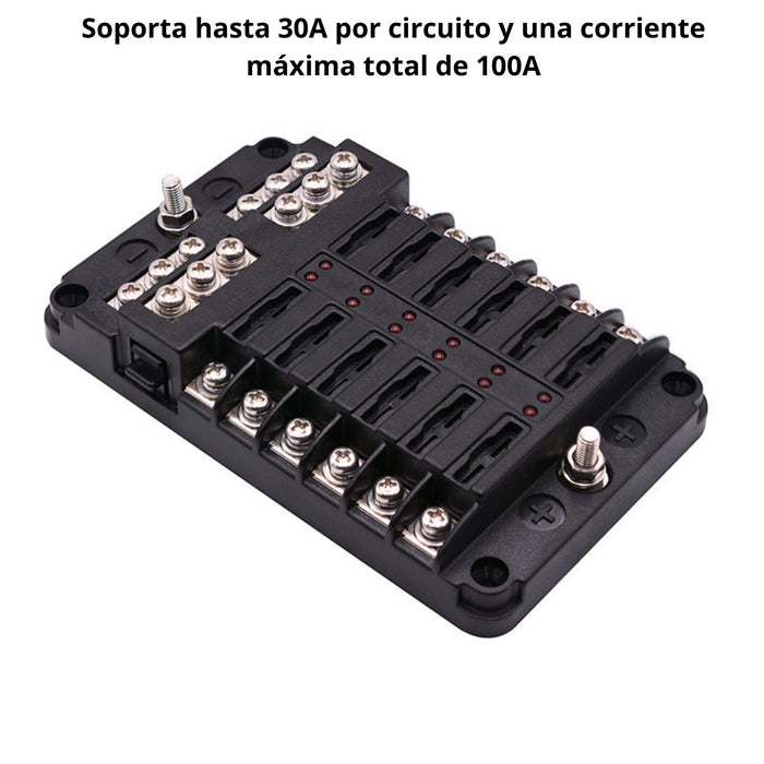 Bloque De Fusibles De 12 Vías Ato/atc Con Indicador Led
