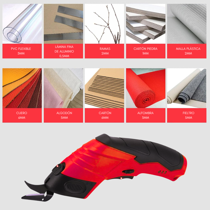 Tijera Eléctrica Recargable para Carton Tela Cuero Alfombra