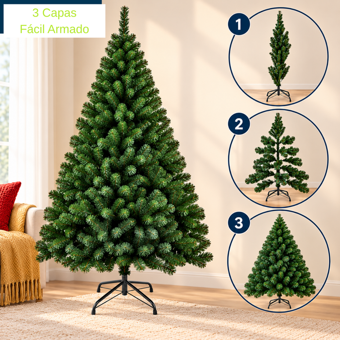 Árbol De Navidad Artificial Verde 210cm Plegable Pvc