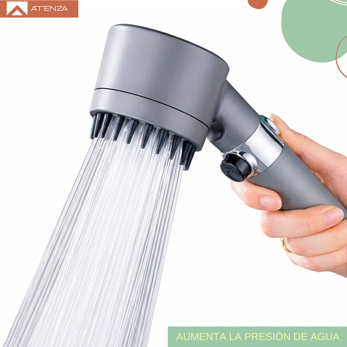 Kit Cabezal Ducha Teléfono Manguera 1,5mt Flexible Ajuste 3 Velocidades Alta Presión Gris