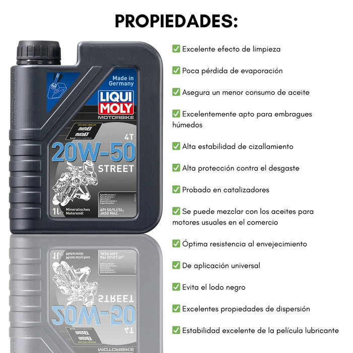 Aceite Liqui Moly 20w - 50 Motorbike Basic Street 4t