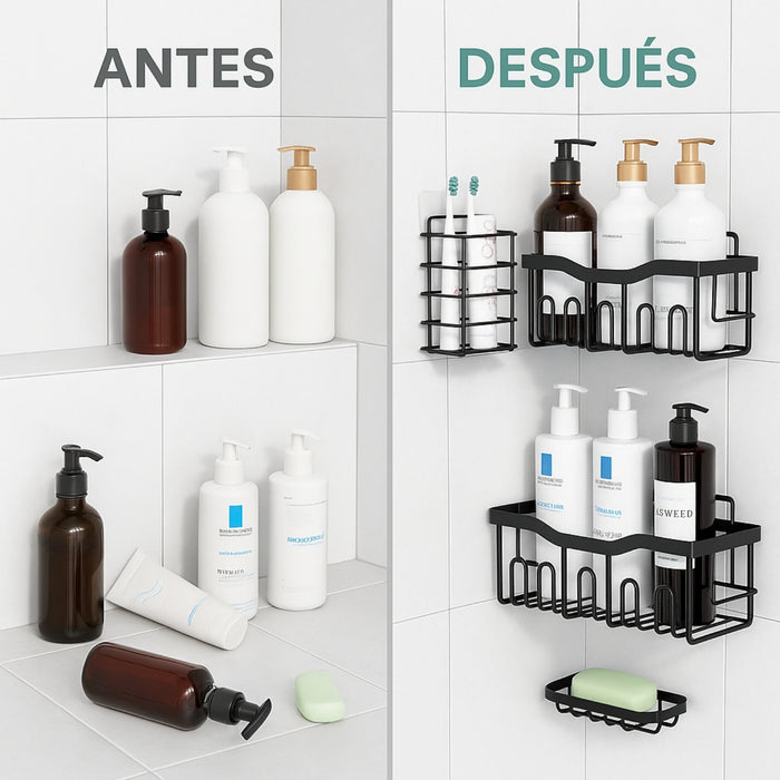 Set 5 Organizadores Esquineros De Ducha Colgadores Jaboneras