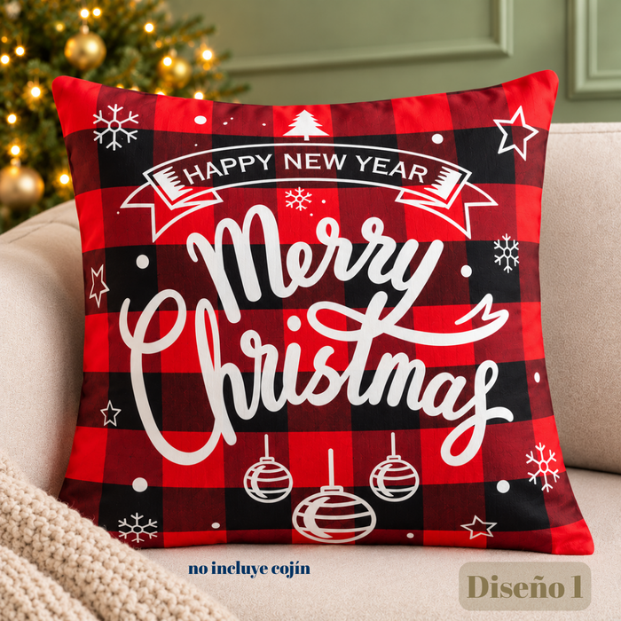 Pack 4 Fundas Cojín Navideñas 45x45 Cm Decorativas Navidad ESCOCESA