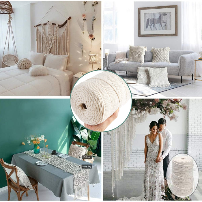 Cordón Macramé Peinado 3mm 300 Metros 1kg 100% Algodón Crudo