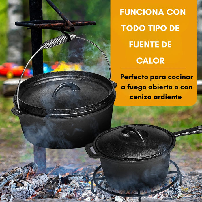 Juego De Ollas Y Sartenes Para Acampar De Hierro