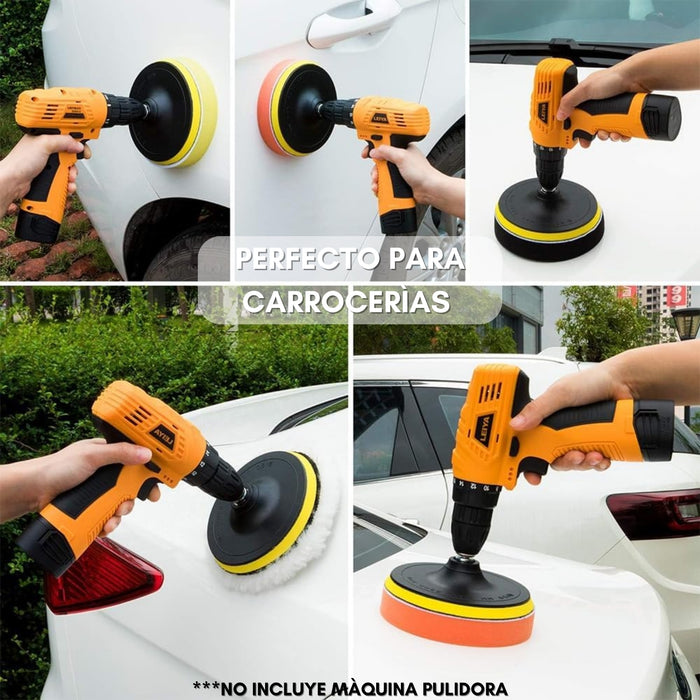 Set 10 Accesorios Discos Esponjas Pulir Auto 12cm Diámetro