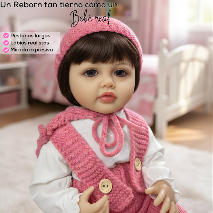 Muñeca Realista Bebé Reborn Con Accesorios Cabello Largo