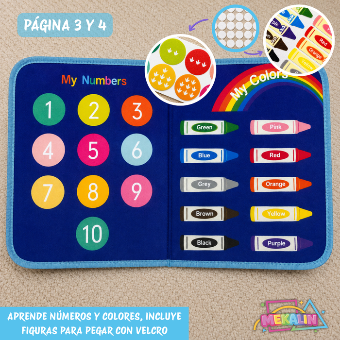 Libro Sensorial Montessori Tablero Didáctico Juego Tela 8pag