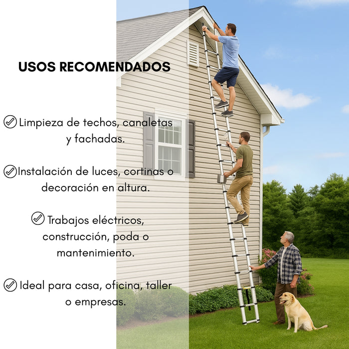 Escalera Telescopica Aluminio Retráctil 6,2 Mts Soporta 150k