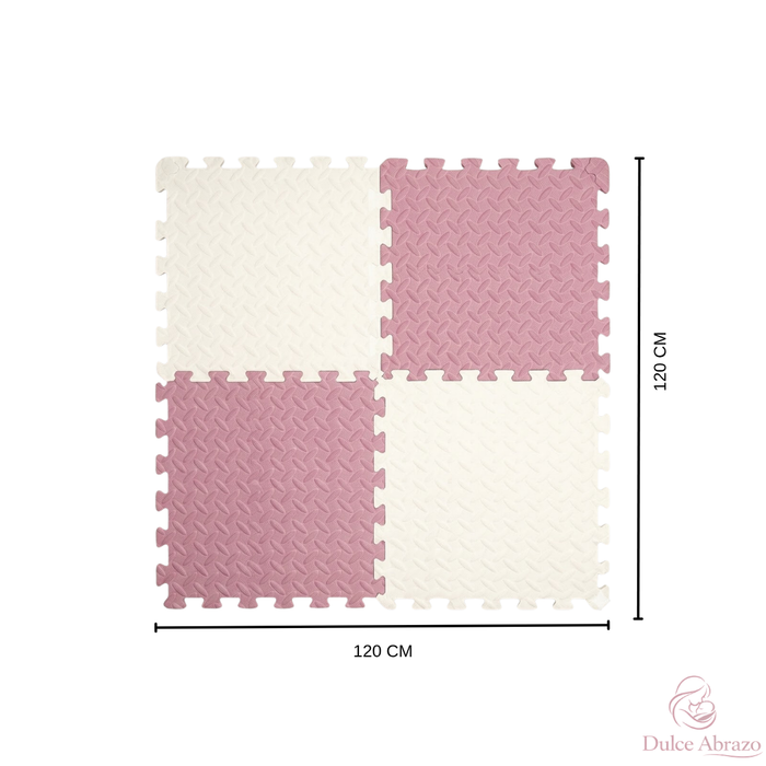 Piso Goma Eva Bebé 4 Piezas Alfombra Antigolpes Puzzle 60x60 Rosa