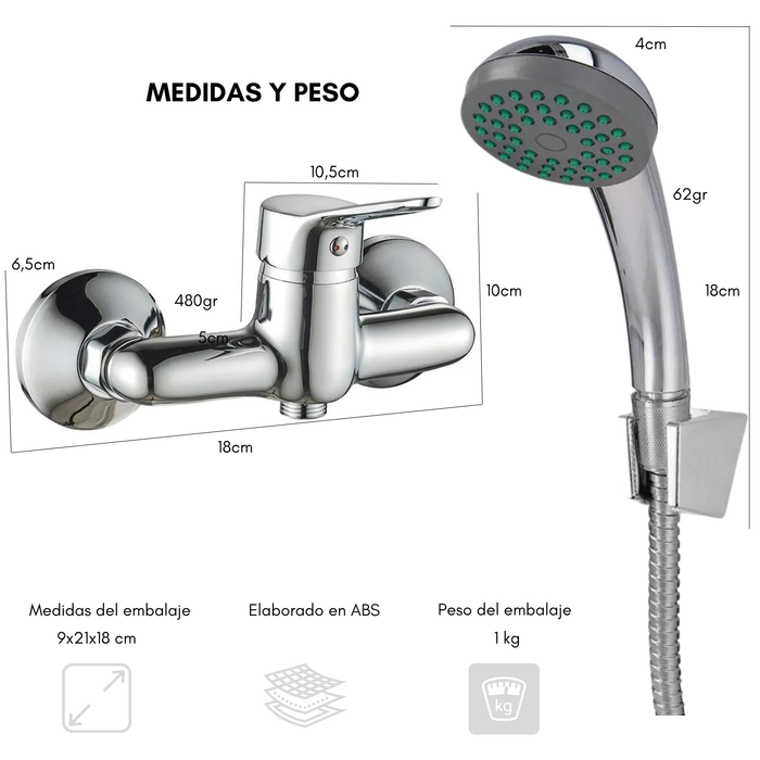 Griferia Baño Monomando Ducha Tina Llave Cromada