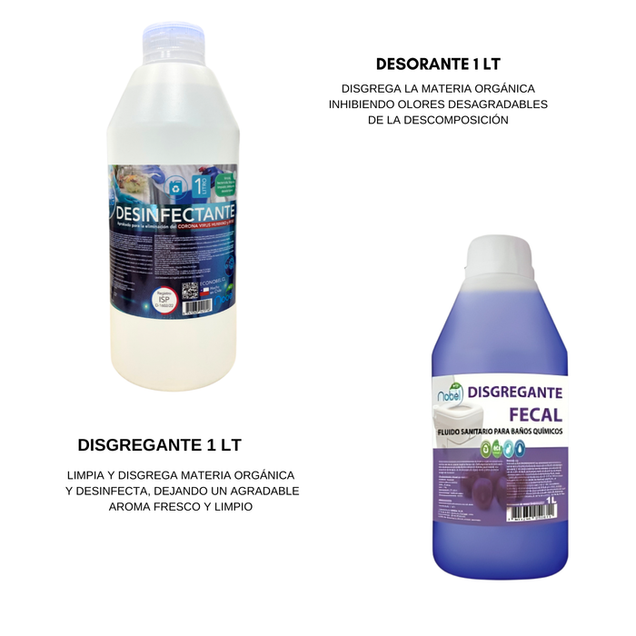 Pack Baño Químico Portátil 20lt Ducha Camping 40lt Líquido Gris