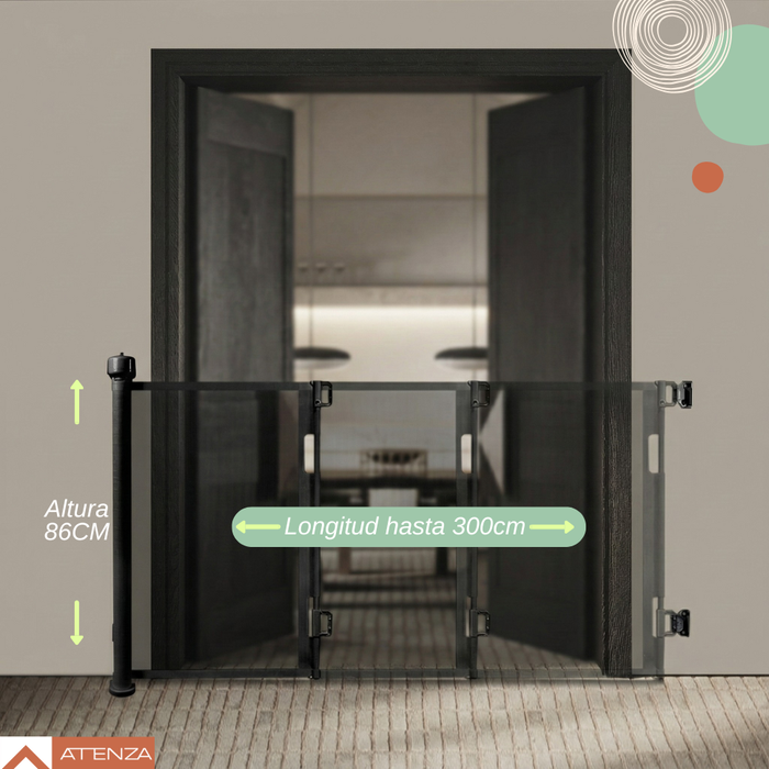 Reja Seguridad Escalera Para Niños Y Mascotas Retráctil Negro