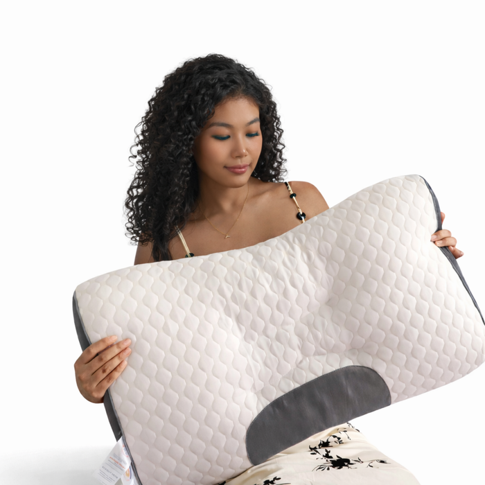 Almohada Ortopédica Cervical Ergonómica Hipoalergénica 60x40 Blanco Con Gris