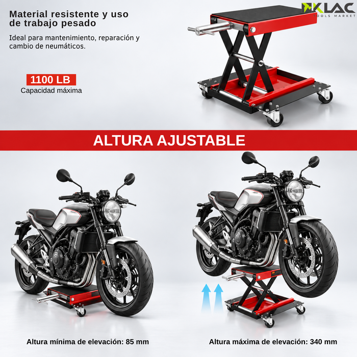 Elevador Moto Gata Tijera 500 Kg Banco Mecánico Taller