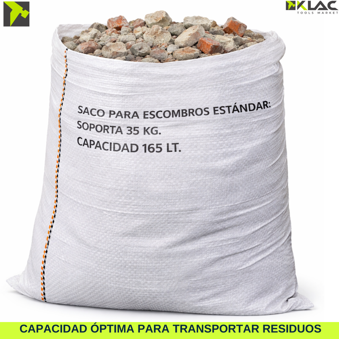 Pack 10 Saco Para Escombros Constructor 60x90cm 165lts Resiste 35kg