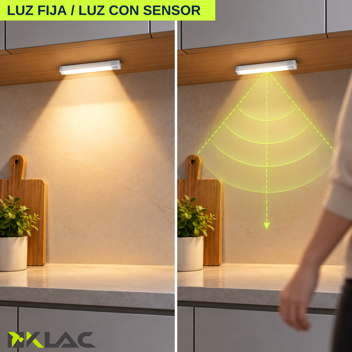 Luz Led Barra Magnética Sensor Movimiento Recargable 20 Cm