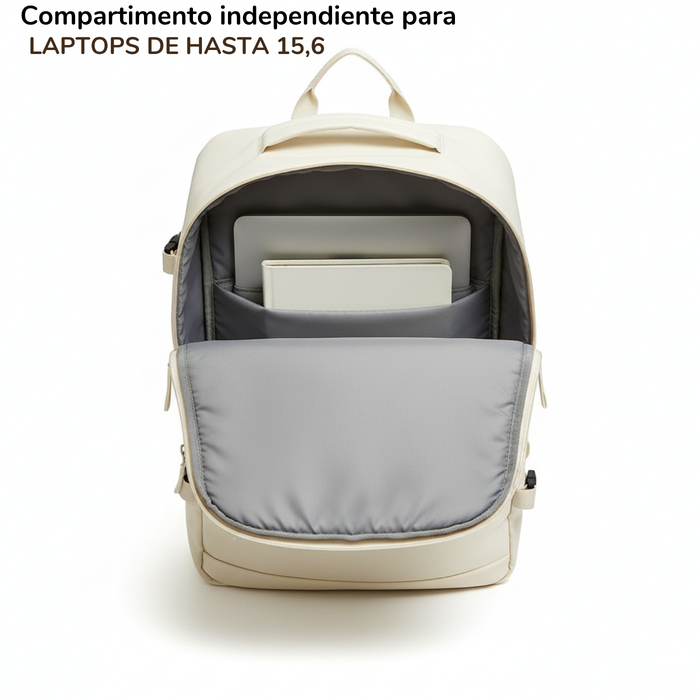 Mochila De Viaje Impermeable Laptop 15.6 Capacidad 20l - Beige - Liso