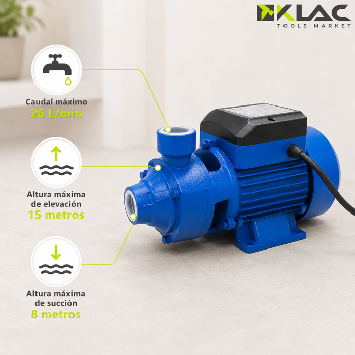 Bomba De Agua Centrifuga 0.5 Hp Marca Klac 1/2 Caballo