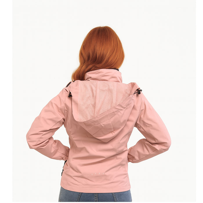 Chaqueta Corta Viento Termica Impermeable Transpirable Mujer Con Gorro Cierre Metalico