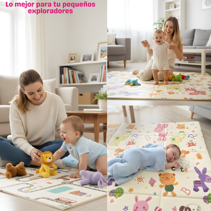 Alfombra Antigolpes Plegable Para Bebés 180x120 Reversible