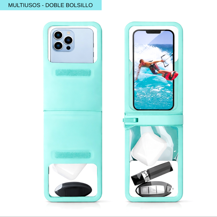 Funda Impermeable Celular Universal Protector De Teléfono Azul Turquesa