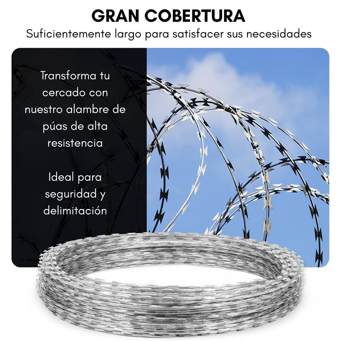 Alambre De Puas Concertina Galvanizada 30 Cm X 10 Mt