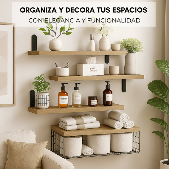 Kit 4 Capas Repisas Flotantes De Madera Modernas