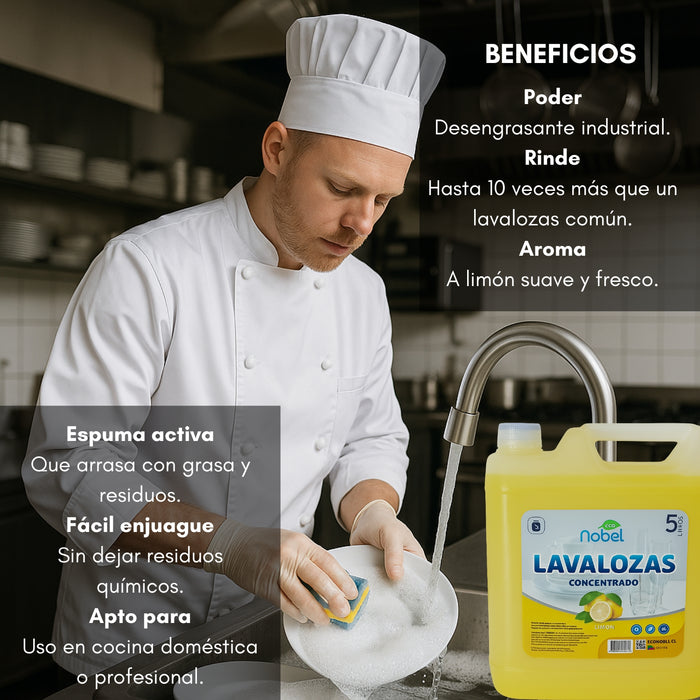 Lavalozas Lavaplatos Industrial Concentrado Detergente Lavaloza 5 Litros Eco Nobel