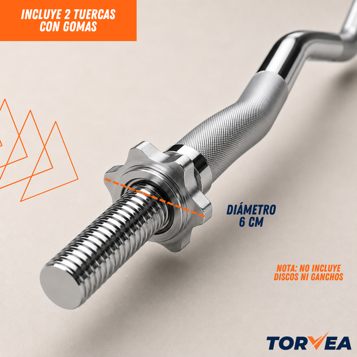 Barra Z Preolímpica 4,5KG Curva Para Pesas Discos Bíceps Tríceps Gimnasio