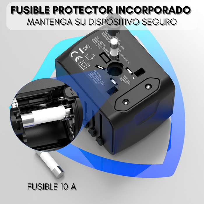 Enchufe Adaptador De Viaje Universal Todo En Uno 3usb+type C