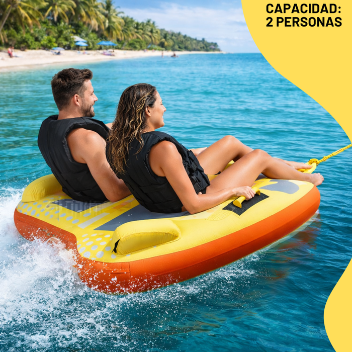 Inflable Remolcable 2 Personas Sacacucha Flotador Playa Amarillo