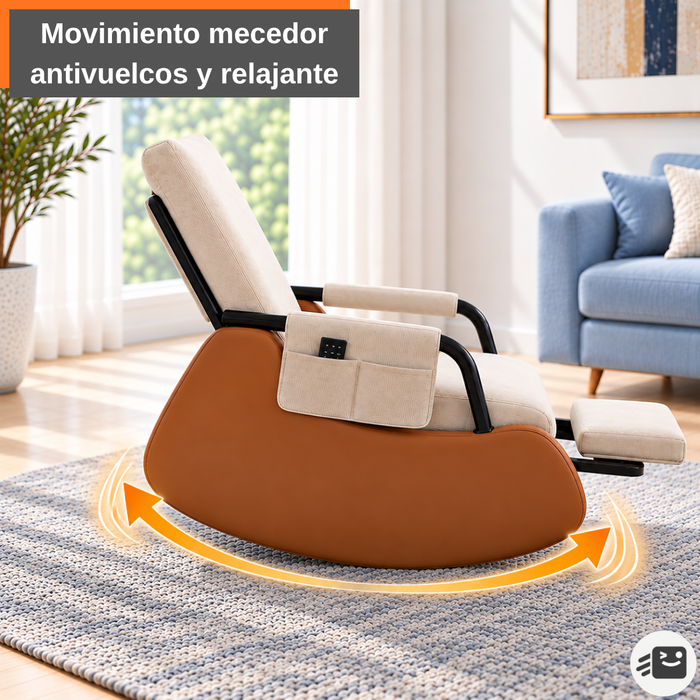 Sillón Mecedora Reclinable 3 Niveles Reposapiés Living