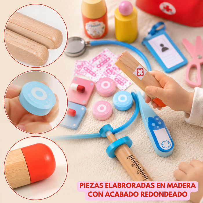 Set Juego De Roles Doctor Juego Madera Niños