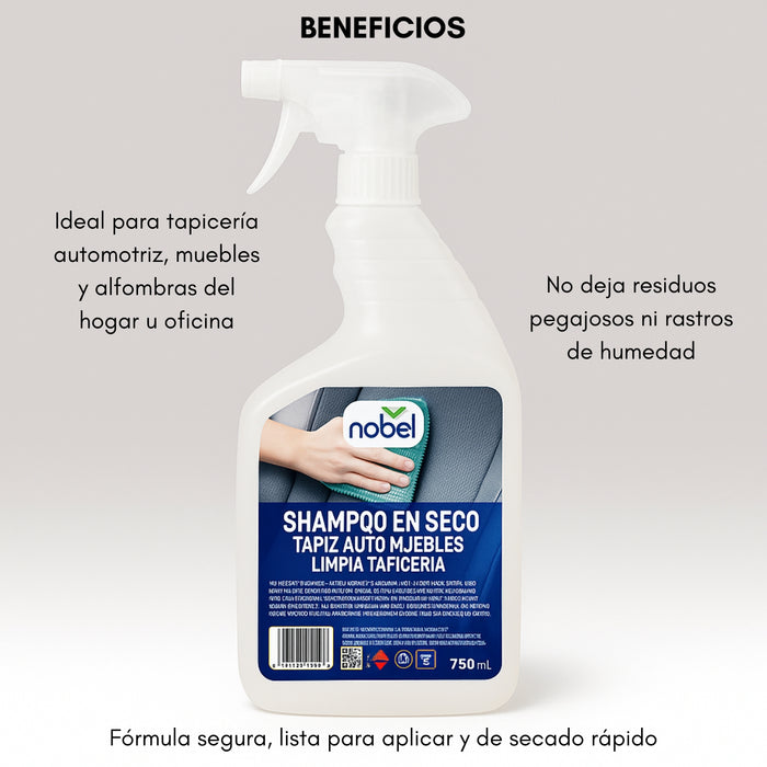 Shampoo En Seco Tapiz Auto Muebles Limpia Tapiceria 750ml