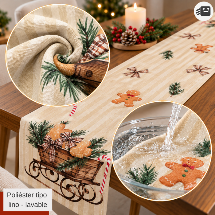 Camino De Mesa Navideño 180x30 Cm Decorativo Mantel Comedor