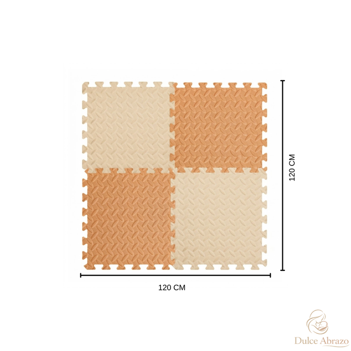 Piso Goma Eva Bebé 4 Piezas Alfombra Antigolpes Puzzle 60x60 Naranja
