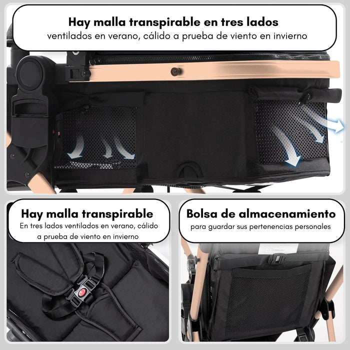 Carreola Cuna Moisés Con Accesorios Negro