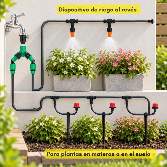 Kit de Riego Sistema Automático Goteo o Aspersor 40m 158pcs