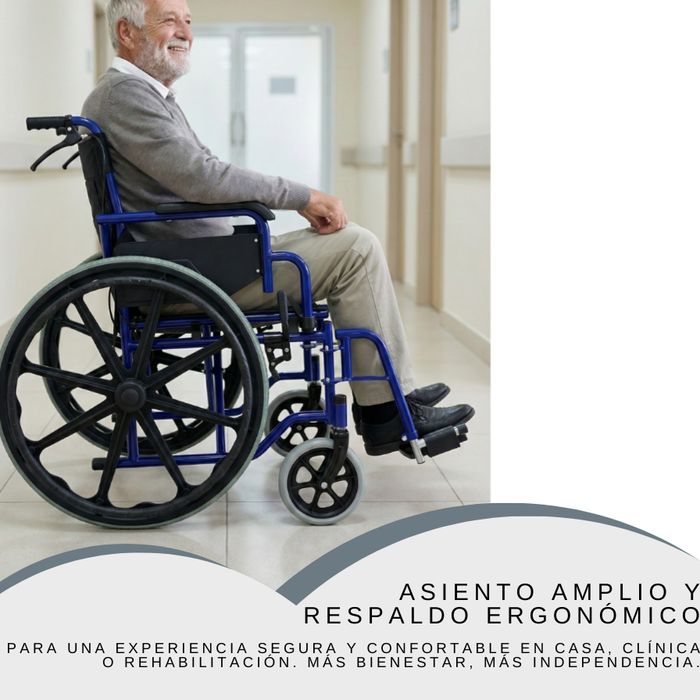 Silla De Ruedas Geriátrica Plegable Doble Freno Y Posapiés Azul Agregar a favoritos