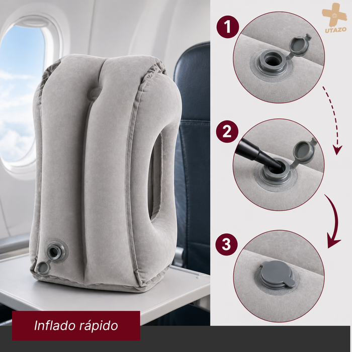 Almohada Cojín Inflable Viajes Avión Portátil Soporte Cuello