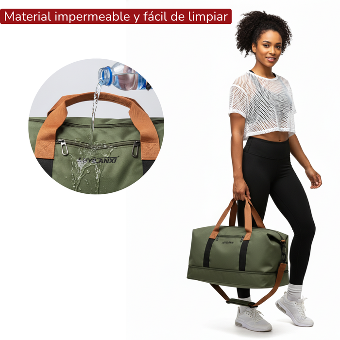 Bolso Deportivo Gym Viaje Impermeable Verde Militar 25l - Verde Oscuro - Lisa