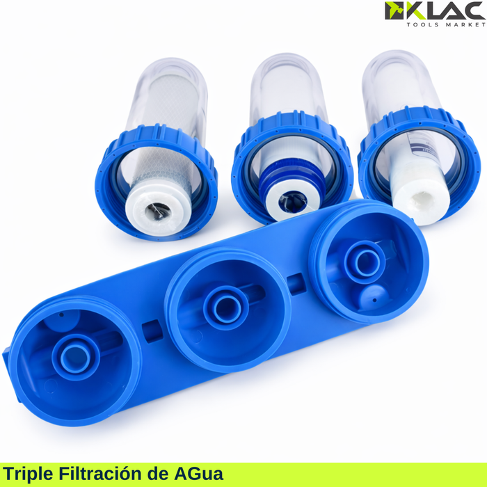 Pack Triple Filtro Sedimento Antisarro Purificador Agua Klac Azul