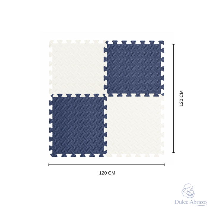 Piso Goma Eva Bebé 4 Piezas Alfombra Antigolpes Puzzle 60x60 Azul Acero