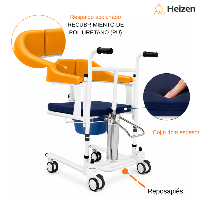 Silla Hidráulica Transferencia Paciente Baño Orinal Wc 180°