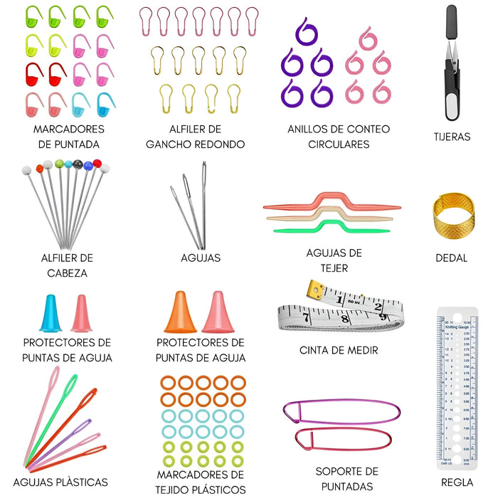 Set Crochet 100 Piezas Agujas Acero Accesorios Tejer Kit