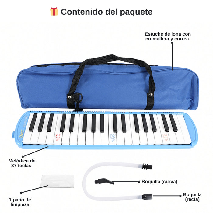 Melódica 37 Notas Escolar Teclas Y Estuche Rosa Instrumento